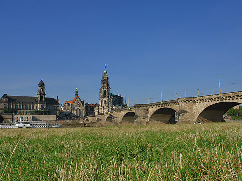 Augustusbrücke mit Wiese